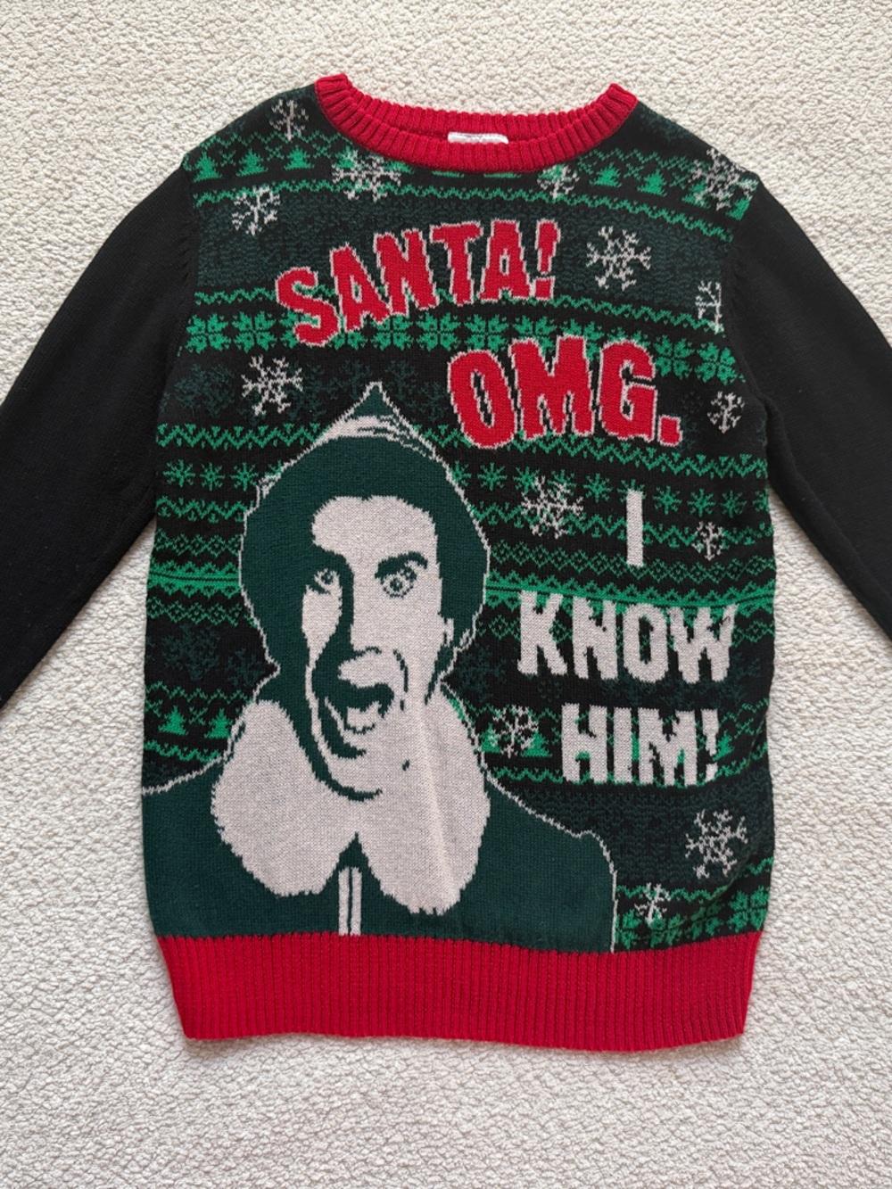 Kids Holiday Graphic Sweater - Red, Green & Black